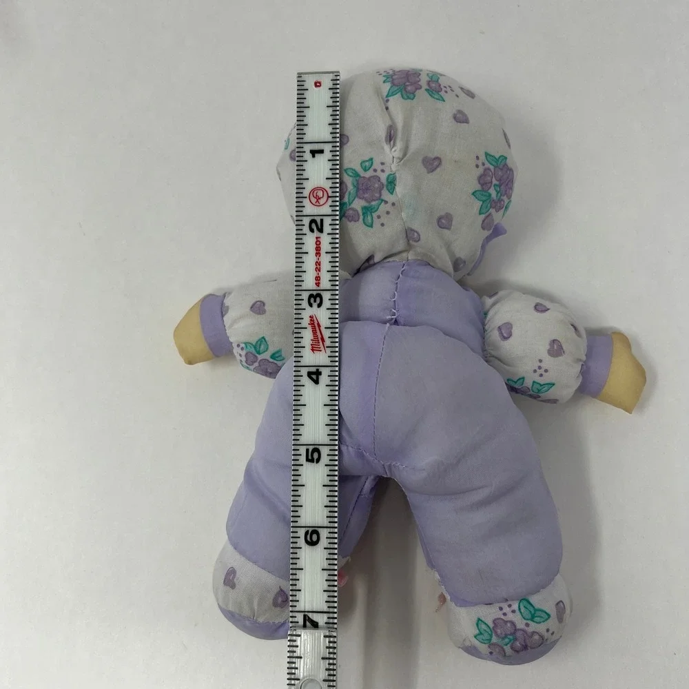 Loving Wonders Soft Luv Baby Doll 8 Inch Purple Floral Nylon Plush Vintage 90s